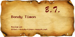 Bondy Timon névjegykártya